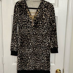 MICHAEL Michael Kors  Cheetah Velour Tunic Dress size Small